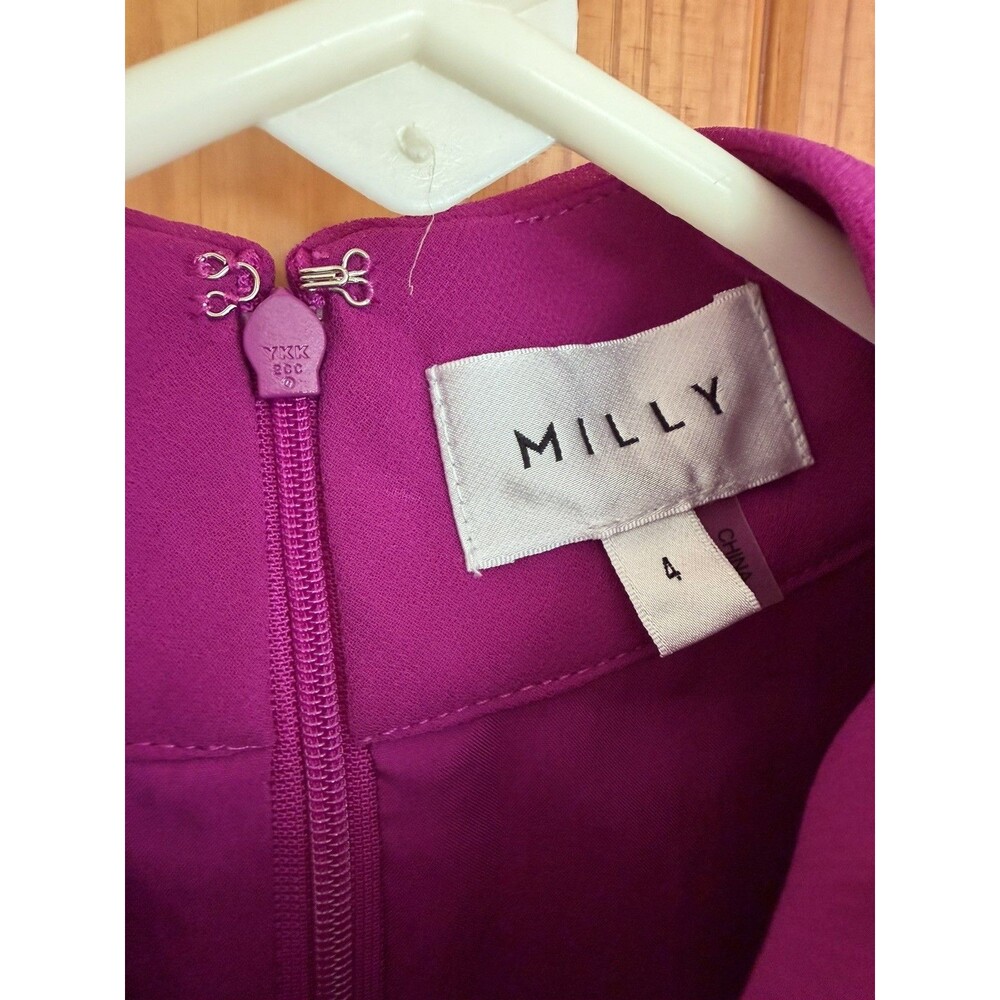Milly Rosemary Mini Dress in Pleated Chiffon Knee Length Dress Size 4 MSRP $450 - Picture 4 of 8
